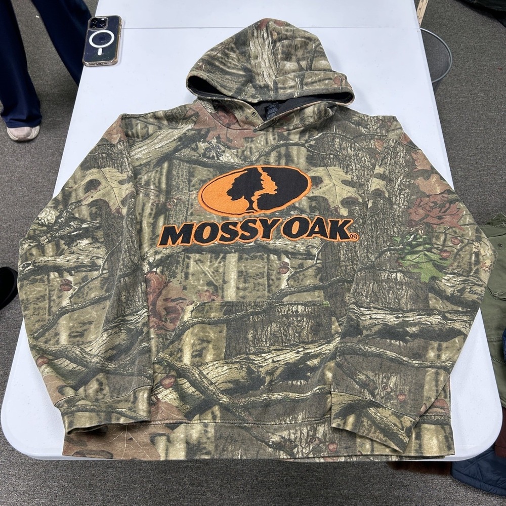 Mossy Oak Hoodie Mens XL Green Camo Break-Up Infinity Embroidered Logo Pullover